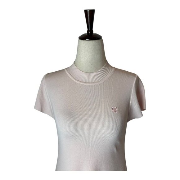 UNIF Dress Women Small Pink Knit Mock Neck Short Sleeve Fit And Flare Mini - Picture 4 of 9